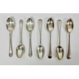 A small selection of seven hallmarked silver teaspoons. (92.5g)