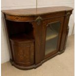 A Victorian D-Shaped side cabinet or Credenza. Applied with brass moldings and inlay, with a