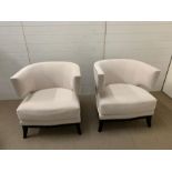 A pair of contemporary semi circular arm chairs with stud details (H80cm W75cm D80cm)