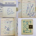 An autograph book of all the members of the Rolling Stones: Brian Jones, Mick Jagger, Bill Wyman,