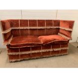 A William and Mary style Knowle settee, rectangular shape with profile arms topped by padded and