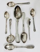 A selection of silver spoons with various hallmarks and makers (Total weight 145g)