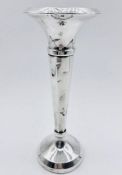 A silver single stem vase, hallmarked for Birmingham 1970