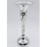 A silver single stem vase, hallmarked for Birmingham 1970