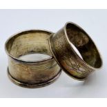 Two silver hallmarked napkin rings