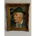 20th century German school, 'Portrait of a man in a traditional costume', illegibly signed and