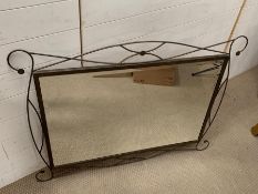 A modern mirror with metal work to frame (110cm x 84cm)