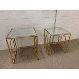 Two nesting mirrored side tables with gilt metal base (Largest 46cm x 40cm)