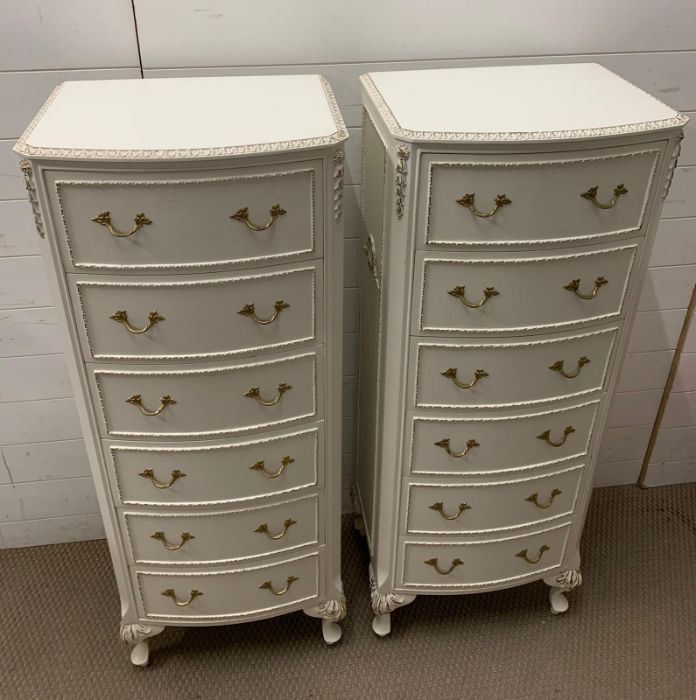 A pair of tall chest of drawers Queen Anne/French style (H123cm W47cm D35cm) - Image 4 of 4