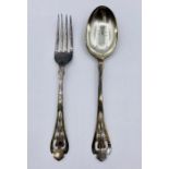 A Silver spoon and fork by Percy Frederick Jackson, hallmarked for Birmingham 1921 (55g)