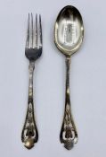 A Silver spoon and fork by Percy Frederick Jackson, hallmarked for Birmingham 1921 (55g)
