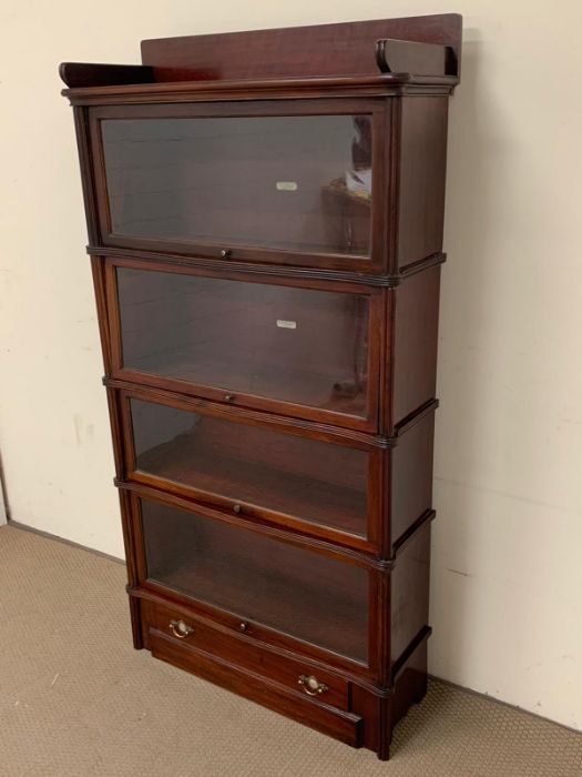 A four tier globe Wernicke mahogany barrister bookcase with glazed doors and decorative mouldings - Image 3 of 6