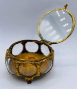 A French style ormolu jewellery case/box (H6cm Dia9.5cm)