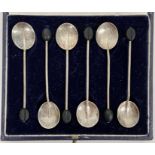 A Box of Six Mappin & Webb silver coffee bean spoons