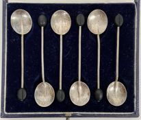 A Box of Six Mappin & Webb silver coffee bean spoons