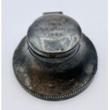 A small silver inkwell, indistinct hallmarks, 1920's