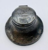 A small silver inkwell, indistinct hallmarks, 1920's