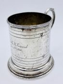 A silver tankard by T H Hazlewood & Co (90g) 1915 Birmingham hallmark.