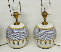 A Pair of decorative table lamps made in Portugal.