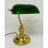 A Bankers desk lamp with green shade