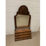 An 18th century, style, possibly walnut dressing table mirror, with tiered drawers (H90cm W48cm