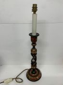 A Kashmiri lamp painted candlestick converted into electricity