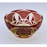 A cranberry cut glass small bowl (H4.5cm Dia8cm)