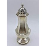 A silver sugar shaker with indistinct hallmarks, 101g.