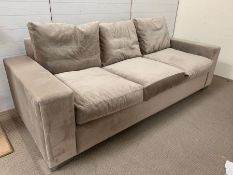 A three seater sofa with chrome feet (H80cm W247cm D98cm SH50cm)