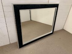 A large Morris mirror Ltd with chrome frame and faux fur boarder (150cm x 120cm)
