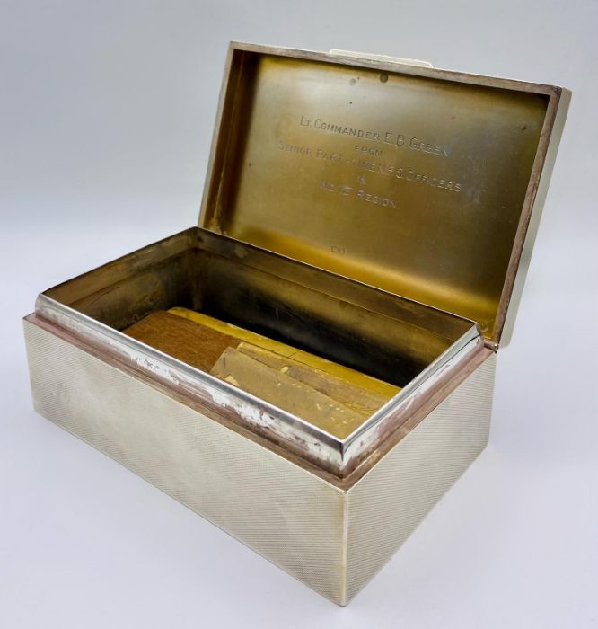 A silver cigarette box by Asprey, hallmarked for Chester 1917. - Image 5 of 6