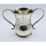 A two handled silver tankard for Mappin and Webb, hallmarked for London 1909. (Total weight 370g)