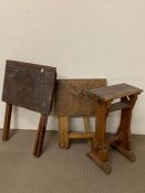 Two folding vintage school desk and prayer/hymn stand