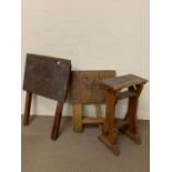 Two folding vintage school desk and prayer/hymn stand