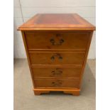 A leather top filing cabinet (H80cm W54cm D70cm)