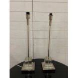 A pair of pillar table lamps with Perspex and chrome base (H60cm)