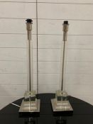 A pair of pillar table lamps with Perspex and chrome base (H60cm)