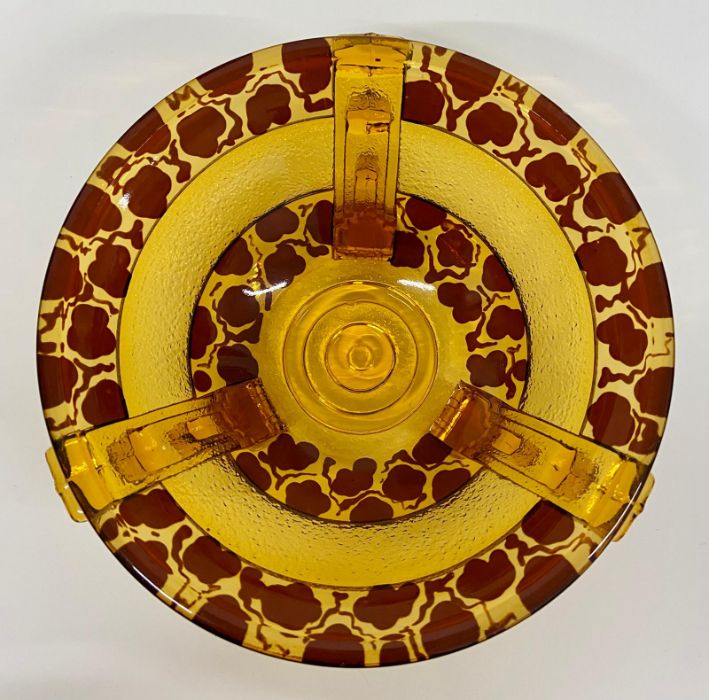 Amber and brown large glass serving bowl and six small dishes - Image 2 of 6