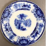 A large selection of blue and white platters, bowls, dishes and plates various makers