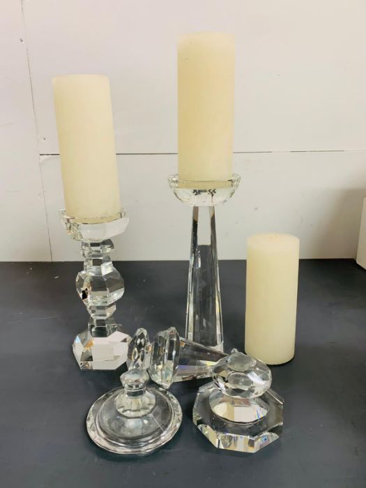 Three cut glass candle holders (one AF) - Image 2 of 2