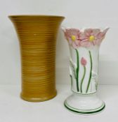 Two vases, one ribbed