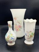 Three pieces of floral china vases by Aynsley and Royal Doulton