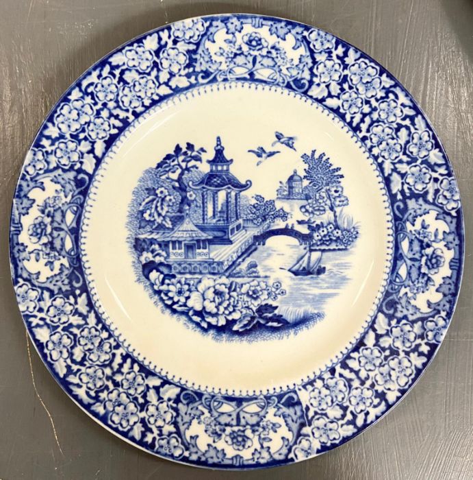 A large selection of blue and white platters, bowls, dishes and plates various makers - Image 4 of 8