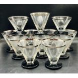 A selection of twelve Art Deco style glasses