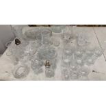 A large selection of cut glass.