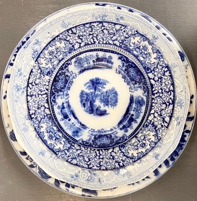 A large selection of blue and white platters, bowls, dishes and plates various makers - Image 2 of 8