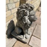 A Pair of decorative garden concrete lions 97cm h
