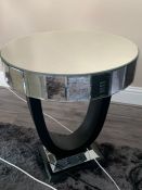A contemporary mirrored side table (60 cm d x 70 cm h)