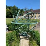 An Armillary sphere on plinth 127 cm diameter x 210cm high