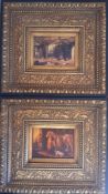A pair of prints after George Morland, within an elaborate and gilded frame, (37x41 cm with